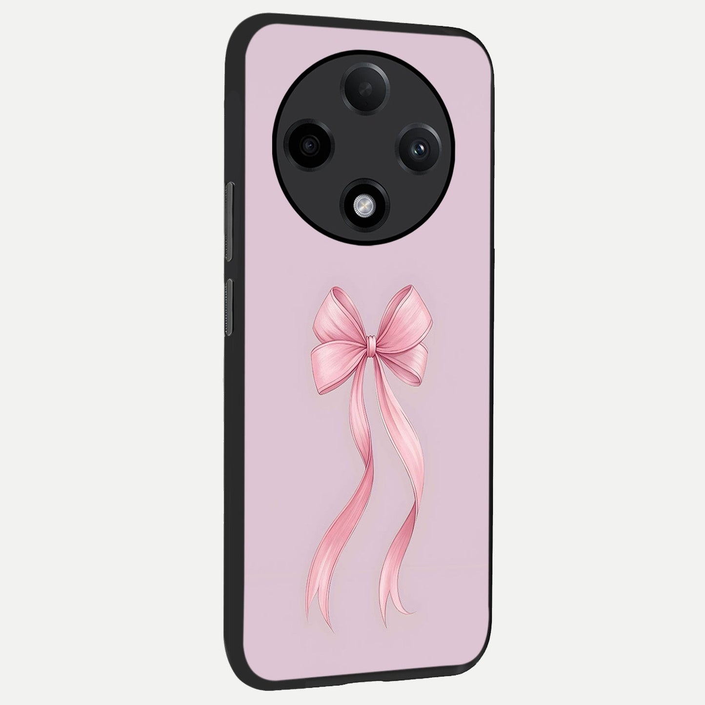  Soft Blush Bow back cover For Oppo F27 Pro Plus slim fit glass case with vibrant aesthetic design