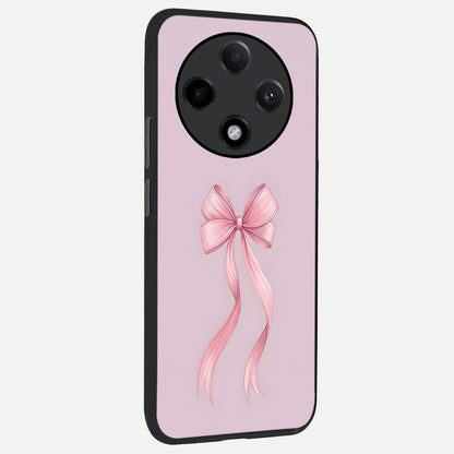  Soft Blush Bow back cover For Oppo F27 Pro Plus slim fit glass case with vibrant aesthetic design