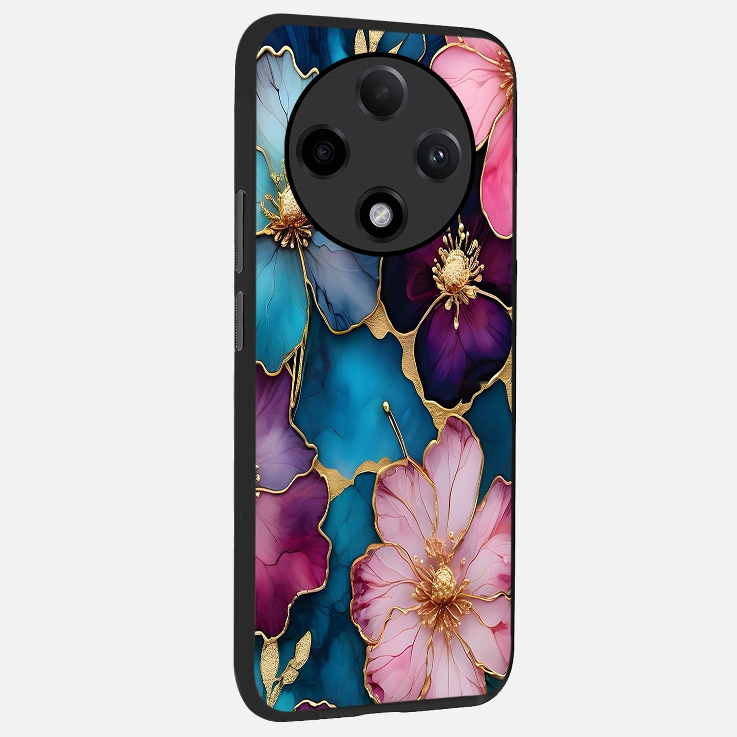 Sparkle Floral back cover For Oppo F27 Pro Plus slim fit glass case with vibrant aesthetic design