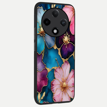  Sparkle Floral back cover For Oppo F27 Pro Plus slim fit glass case with vibrant aesthetic design