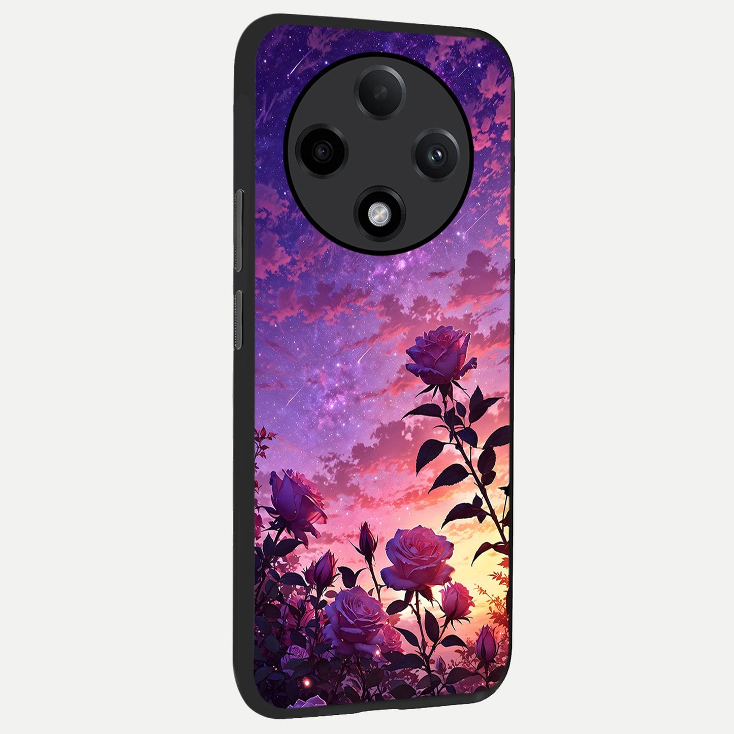  Starlit Rose Twilight back cover For Oppo F27 Pro Plus slim fit glass case with vibrant aesthetic design