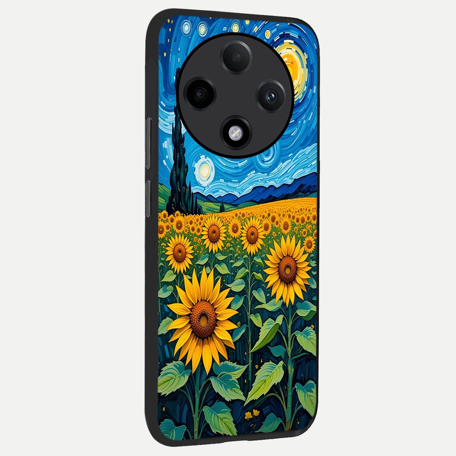  Starry Sunflower Dreams back cover For Oppo F27 Pro Plus slim fit glass case with vibrant aesthetic design
