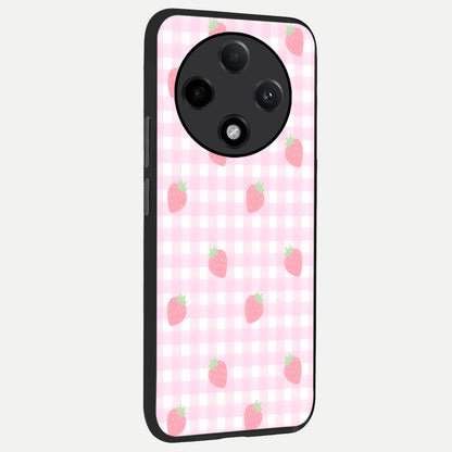  Strawberry Picnic Love back cover For Oppo F27 Pro Plus slim fit glass case with vibrant aesthetic design