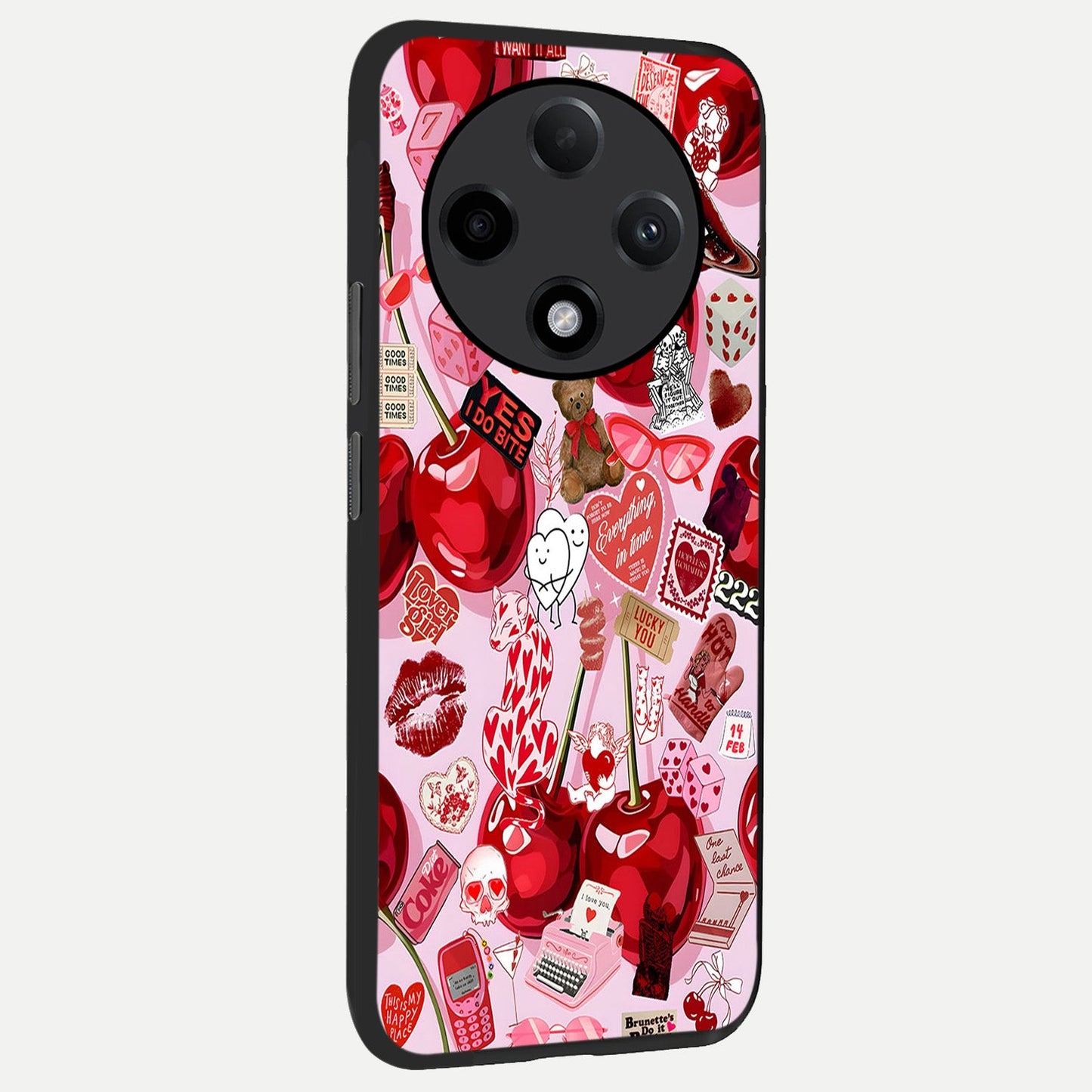  Sweet Cherry Chaos back cover For Oppo F27 Pro Plus slim fit glass case with vibrant aesthetic design