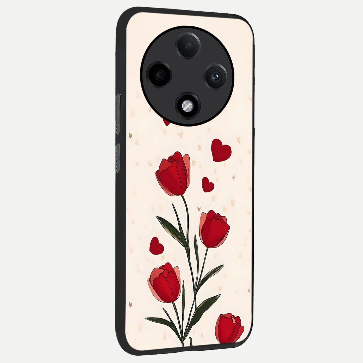  Tulip With Heart back cover For Oppo F27 Pro Plus slim fit glass case with vibrant aesthetic design