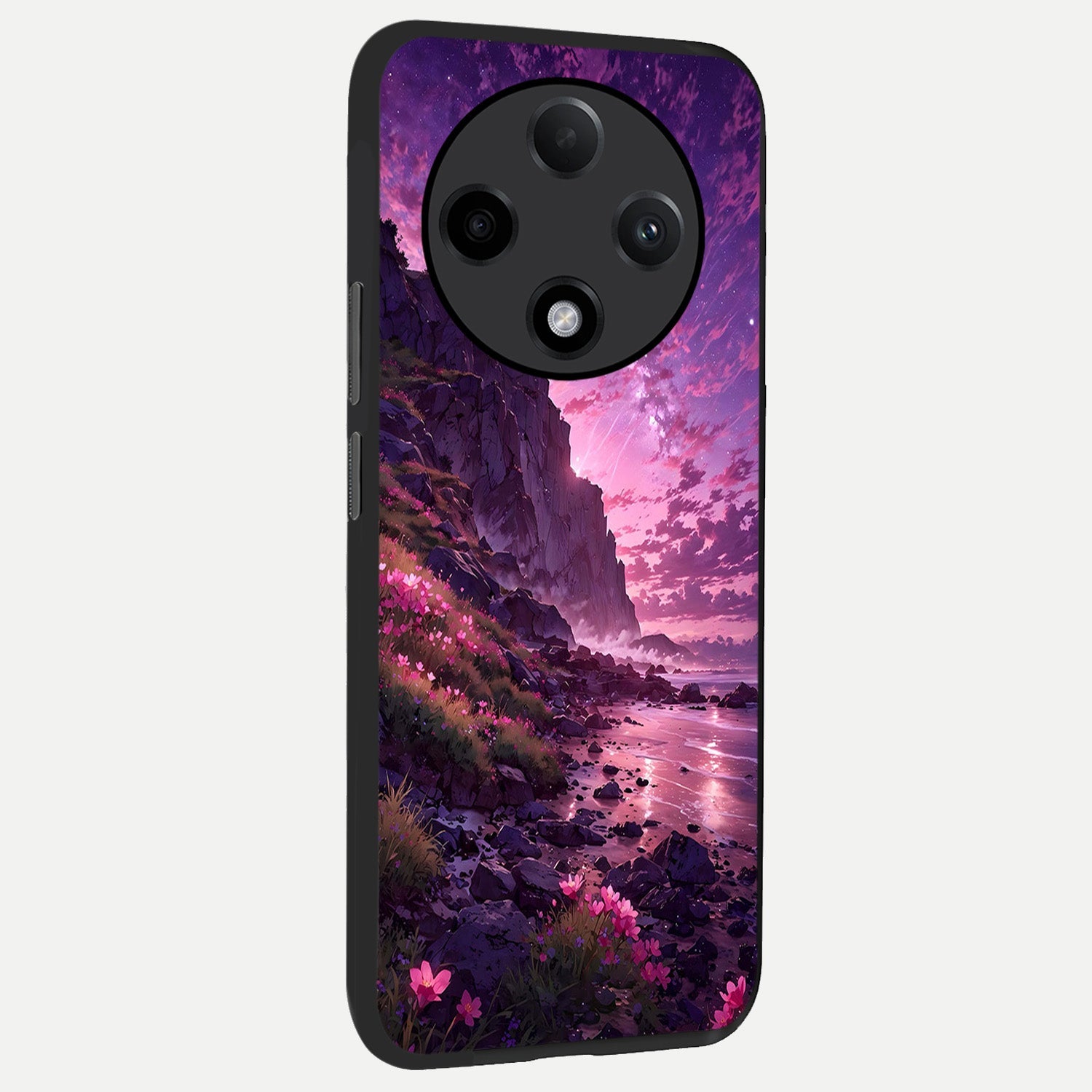  Twilight Blossom Coast back cover For Oppo F27 Pro Plus slim fit glass case with vibrant aesthetic design