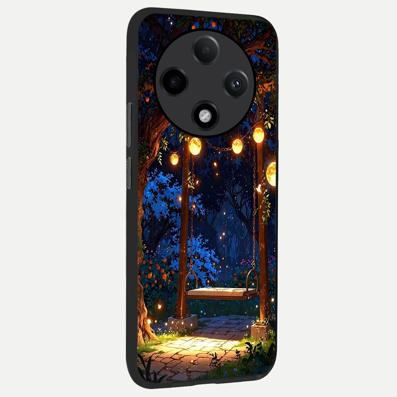  Twilight Garden Swing back cover For Oppo F27 Pro Plus slim fit glass case with vibrant aesthetic design