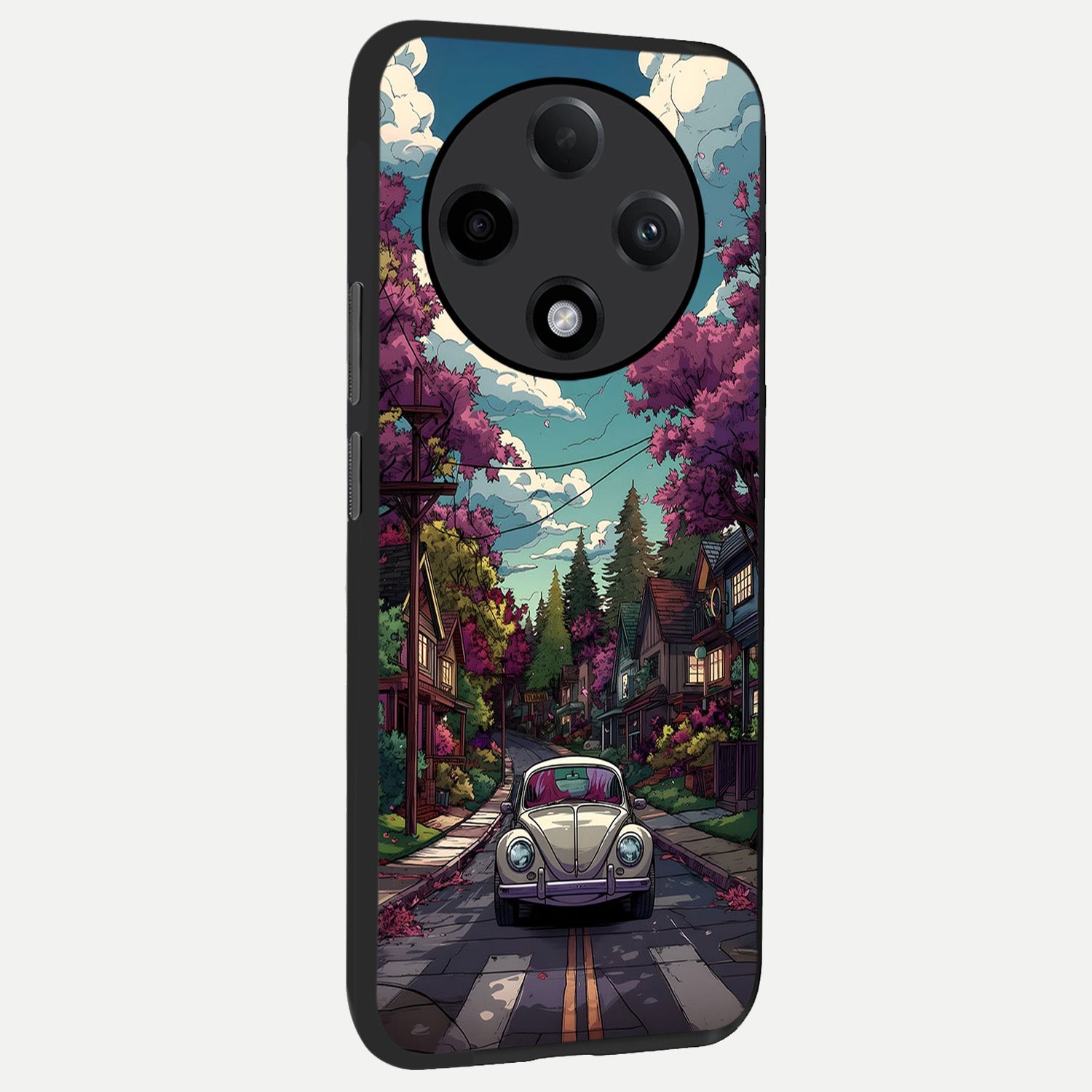  Vintage Street Drive back cover For Oppo F27 Pro Plus slim fit glass case with vibrant aesthetic design