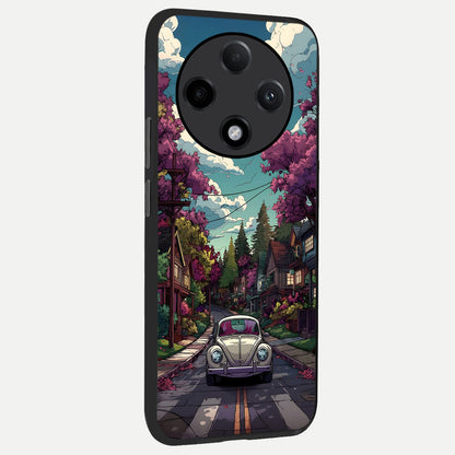  Vintage Street Drive back cover For Oppo F27 Pro Plus slim fit glass case with vibrant aesthetic design