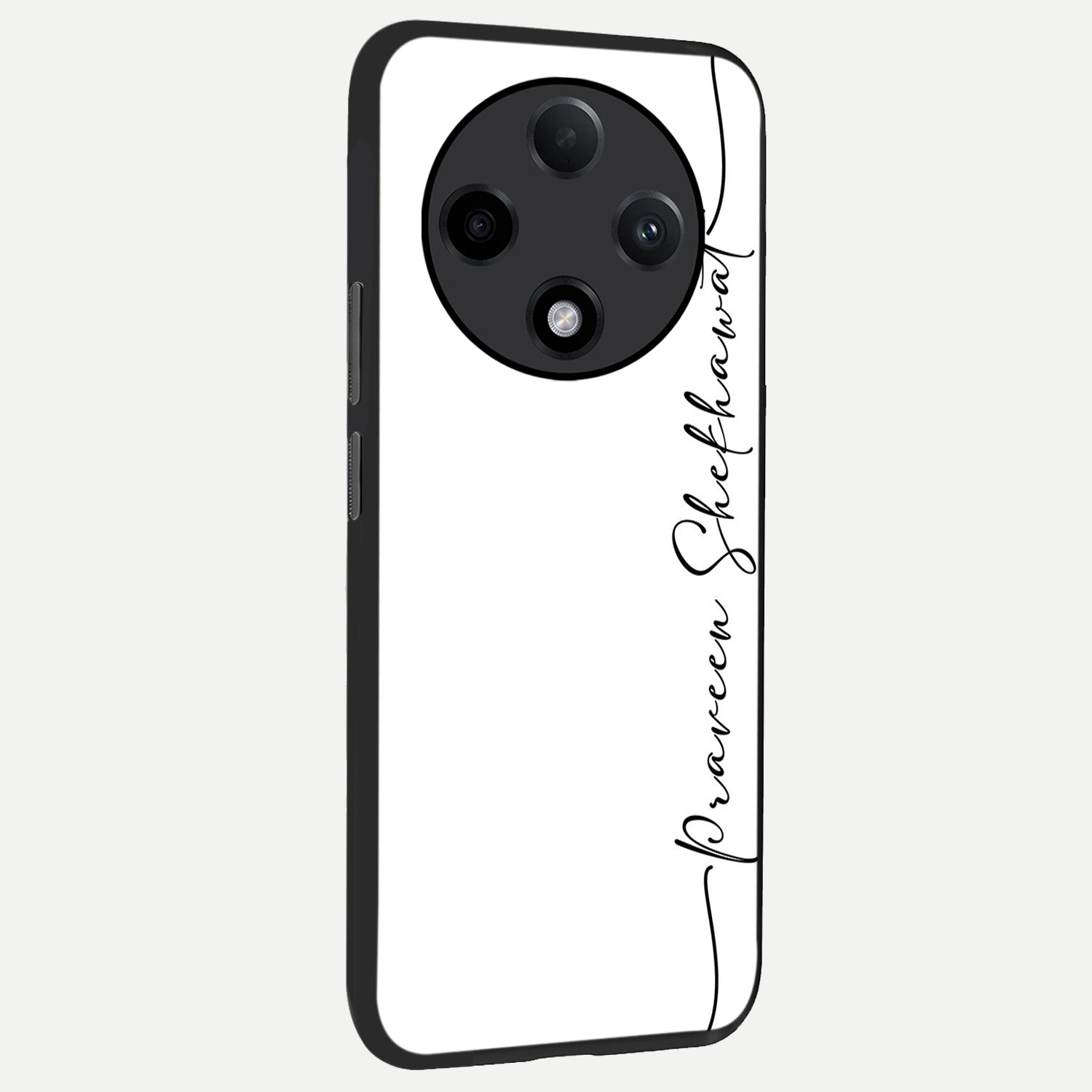  White Tune Custom Name back cover For Oppo F27 Pro Plus slim fit personalized glass case with aesthetic design