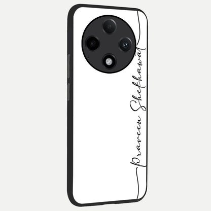  White Tune Custom Name back cover For Oppo F27 Pro Plus slim fit personalized glass case with aesthetic design