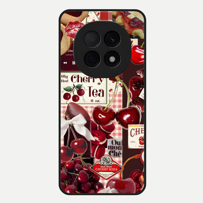  Aesthetic Cherry Tea Glass Case For Oppo F29 Pro 5G back cover – full design glossy printed glass finish