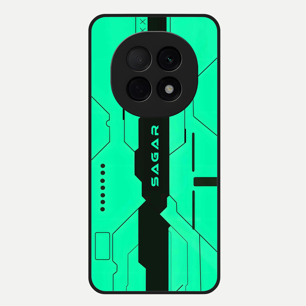  Aqua Tech CYBERPUNK Custom Name Glass Case For Oppo F29 Pro 5G back cover – full design glossy printed glass finish