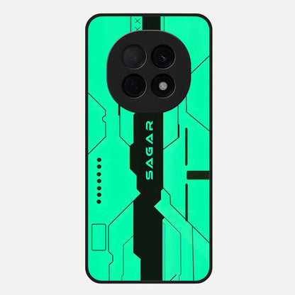  Aqua Tech CYBERPUNK Custom Name Glass Case For Oppo F29 Pro 5G back cover – full design glossy printed glass finish
