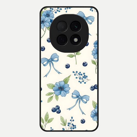  Blue Flower And Bow Glass Case For Oppo F29 Pro 5G back cover – full design glossy printed glass finish
