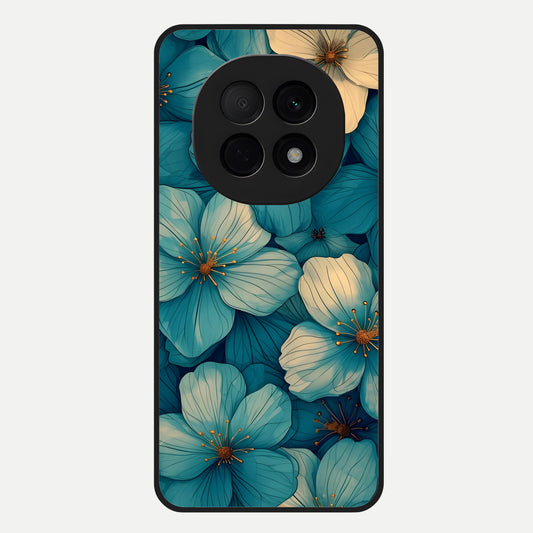  Blue Shade Floral Glass Case For Oppo F29 Pro 5G back cover – full design glossy printed glass finish