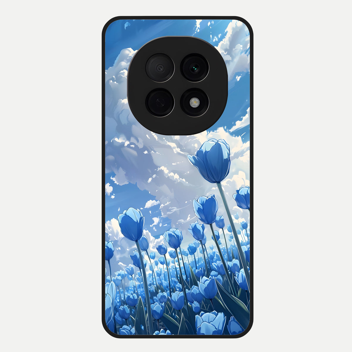  Blue Tulip Clouds Glass Case For Oppo F29 Pro 5G back cover – full design glossy printed glass finish