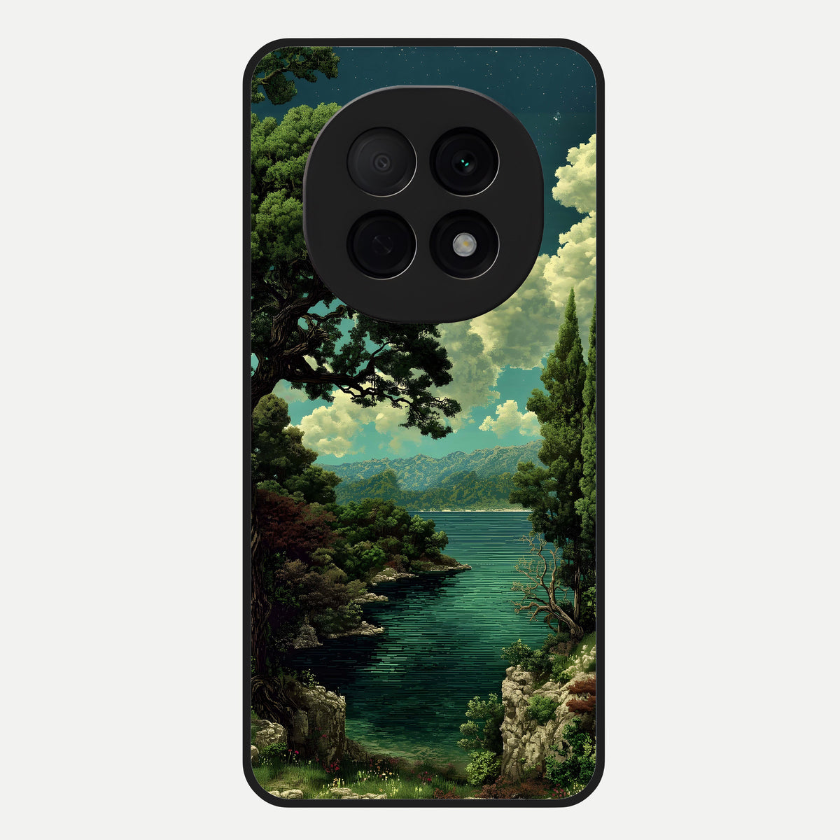  Celestial Lake Peace Glass Case For Oppo F29 Pro 5G back cover – full design glossy printed glass finish