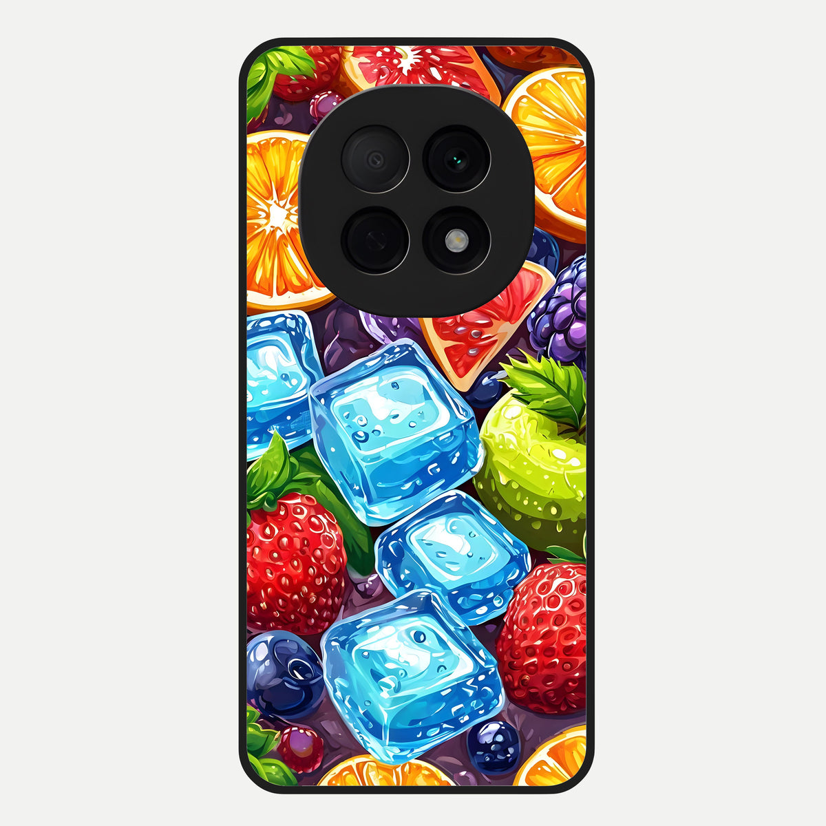  Colorful Fruits with Ice Glass Case For Oppo F29 Pro 5G back cover – full design glossy printed glass finish