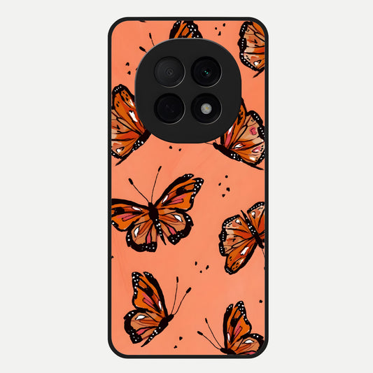  Coral Wing Butterfly Glass Case For Oppo F29 Pro 5G back cover – full design glossy printed glass finish