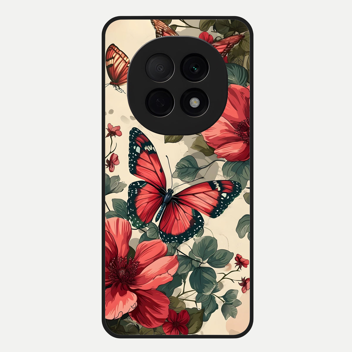  Crimson Butterfly Garden Glass Case For Oppo F29 Pro 5G back cover – full design glossy printed glass finish