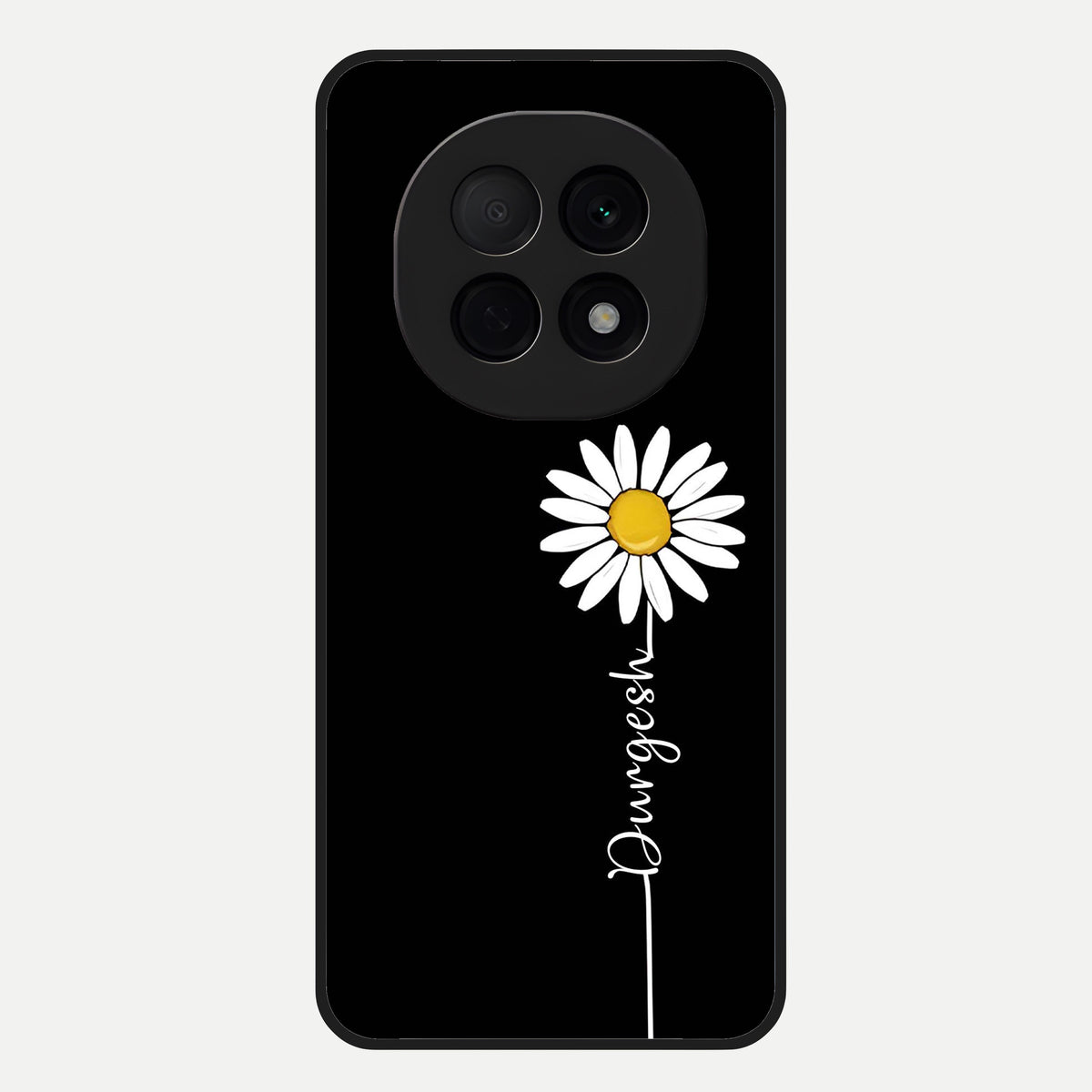  Custom Name White Flower Glass Case For Oppo F29 Pro 5G back cover – full design glossy printed glass finish