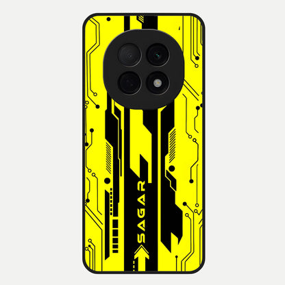  Electric Pulse CYBERPUNK Custom Name Glass Case For Oppo F29 Pro 5G back cover – full design glossy printed glass finish