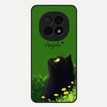  Emerald Cat Custom Name Glass Case For Oppo F29 Pro 5G back cover – full design glossy printed glass finish
