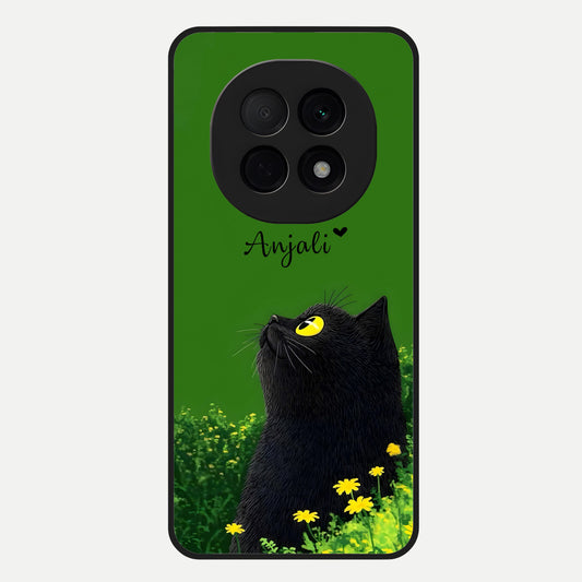  Emerald Cat Custom Name Glass Case For Oppo F29 Pro 5G back cover – full design glossy printed glass finish