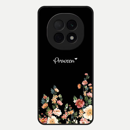  Floral Design Personalized Custom Name Glass Case For Oppo F29 Pro 5G back cover – full design glossy printed glass finish