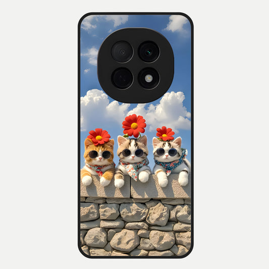  Floral Kitty Squad Glass Case For Oppo F29 Pro 5G back cover – full design glossy printed glass finish