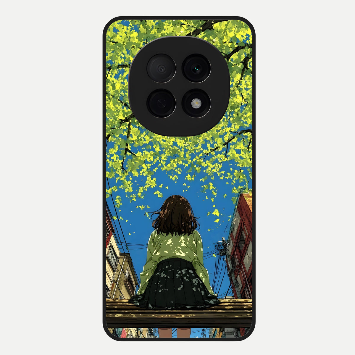  Golden Leaves Glow Glass Case For Oppo F29 Pro 5G back cover – full design glossy printed glass finish
