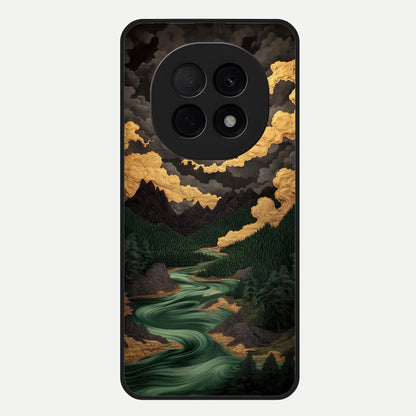 Golden River Moon Glass Case For Oppo F29 Pro 5G back cover – full design glossy printed glass finish