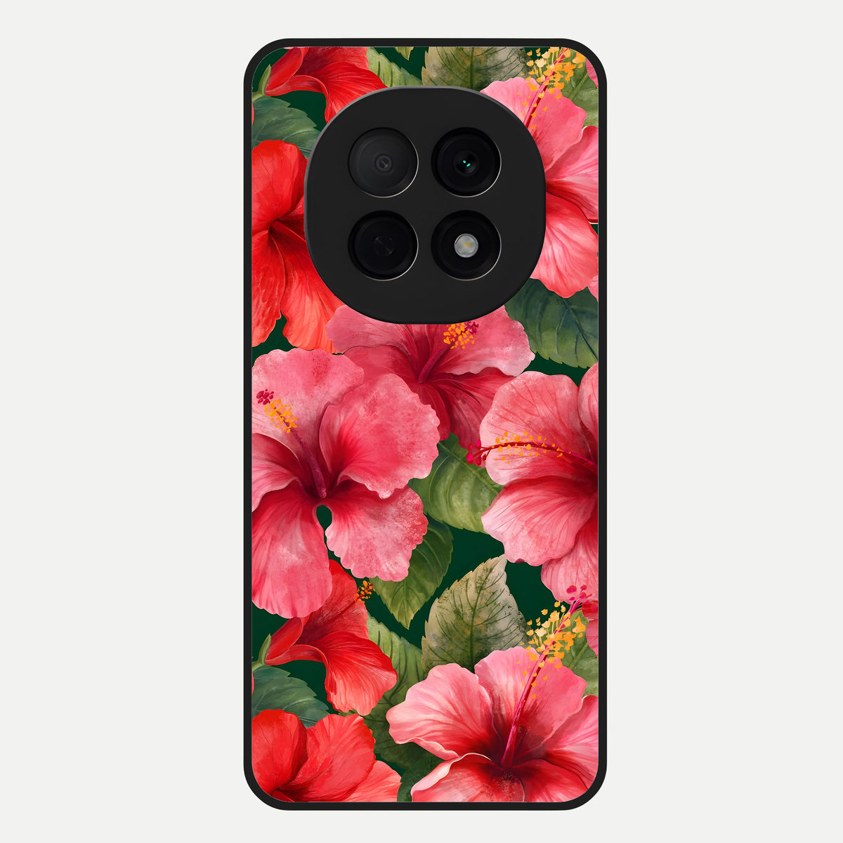  Hibiscus Pattern Glass Case For Oppo F29 Pro 5G back cover – full design glossy printed glass finish