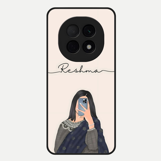  Mirror Mood Muse With Custom Name Glass Case For Oppo F29 Pro 5G back cover – full design glossy printed glass finish