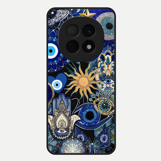  Mystic Blue Evil Eye Glass Case For Oppo F29 Pro 5G back cover – full design glossy printed glass finish