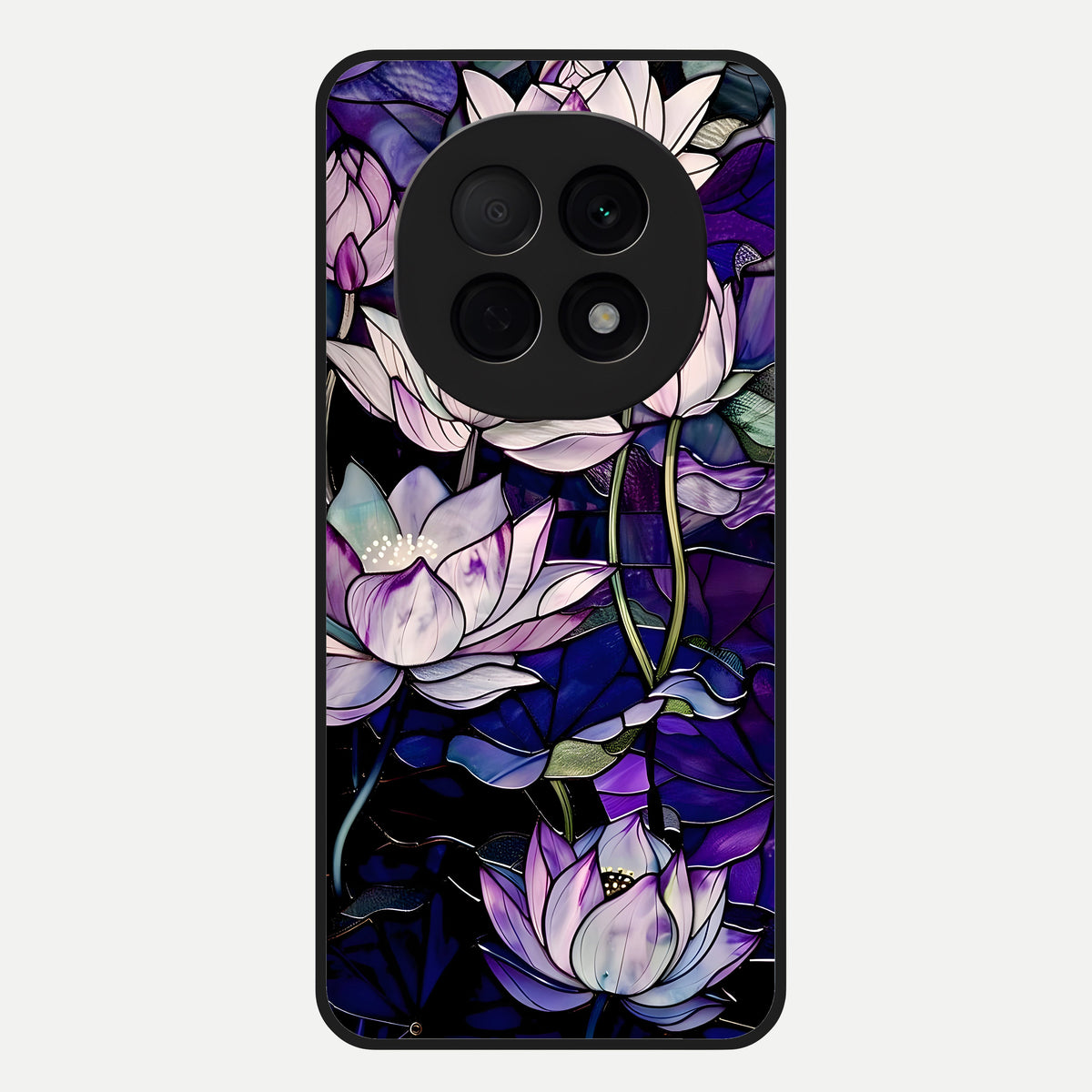  Purple Lotus Pattern Glass Case For Oppo F29 Pro 5G back cover – full design glossy printed glass finish