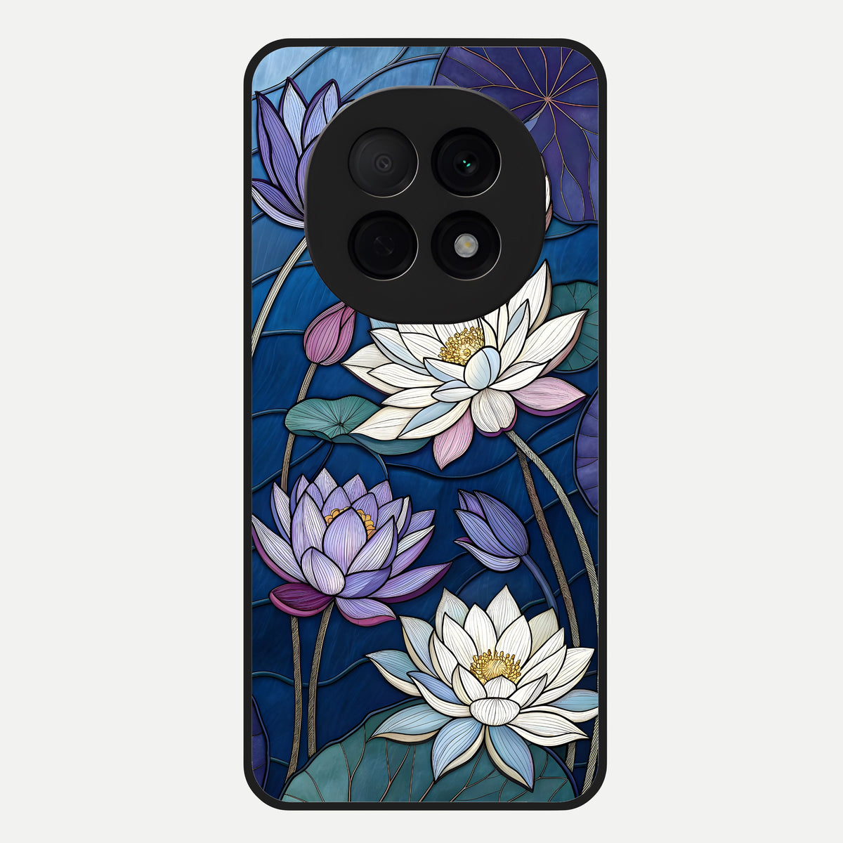  Purple Lotus Stained Glass Case For Oppo F29 Pro 5G back cover – full design glossy printed glass finish