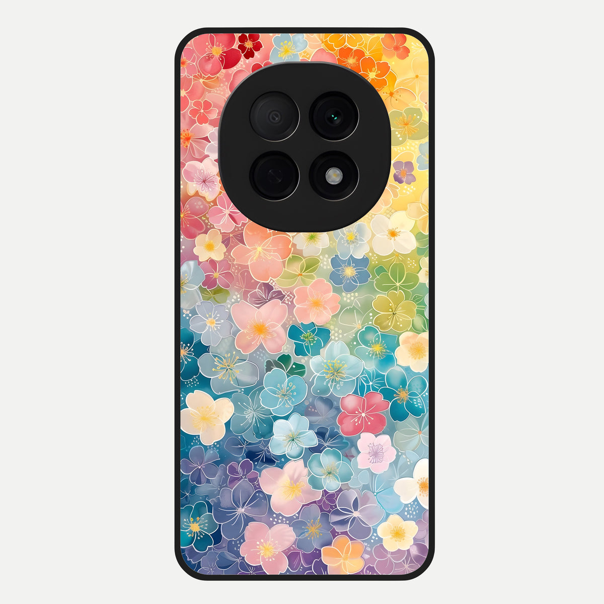  Rainbow Blossom Burst Glass Case For Oppo F29 Pro 5G back cover – full design glossy printed glass finish