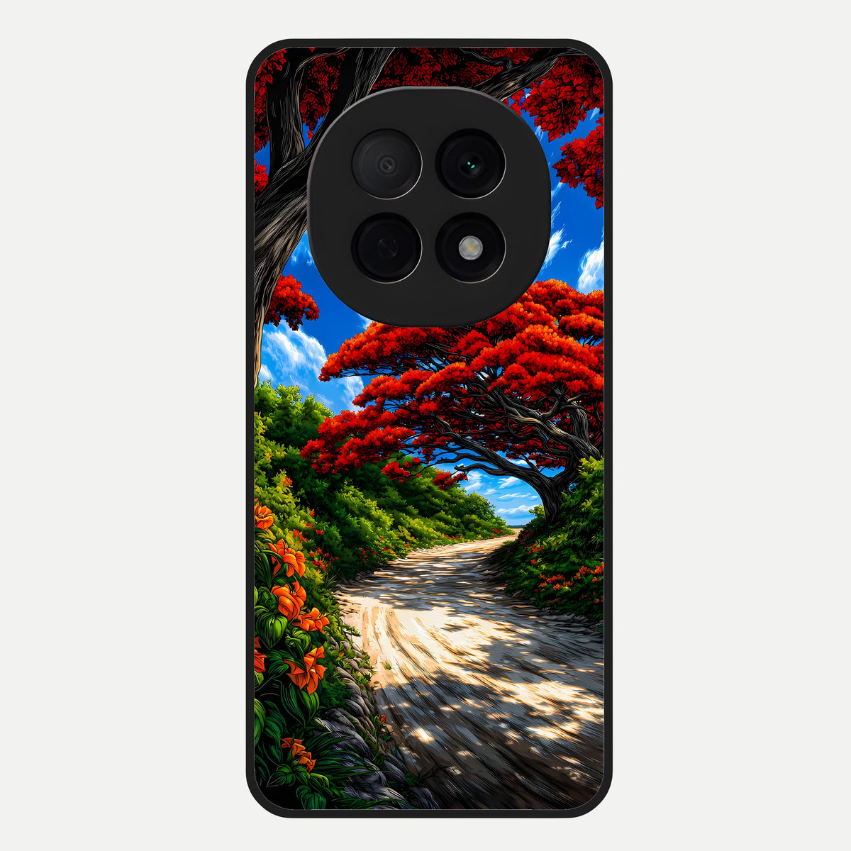  Red Trees Pathway Glass Case For Oppo F29 Pro 5G back cover – full design glossy printed glass finish