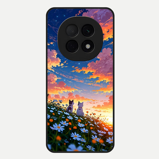 Two Cats Friends Glass Case For Oppo F29 Pro 5G back cover – full design glossy printed glass finish