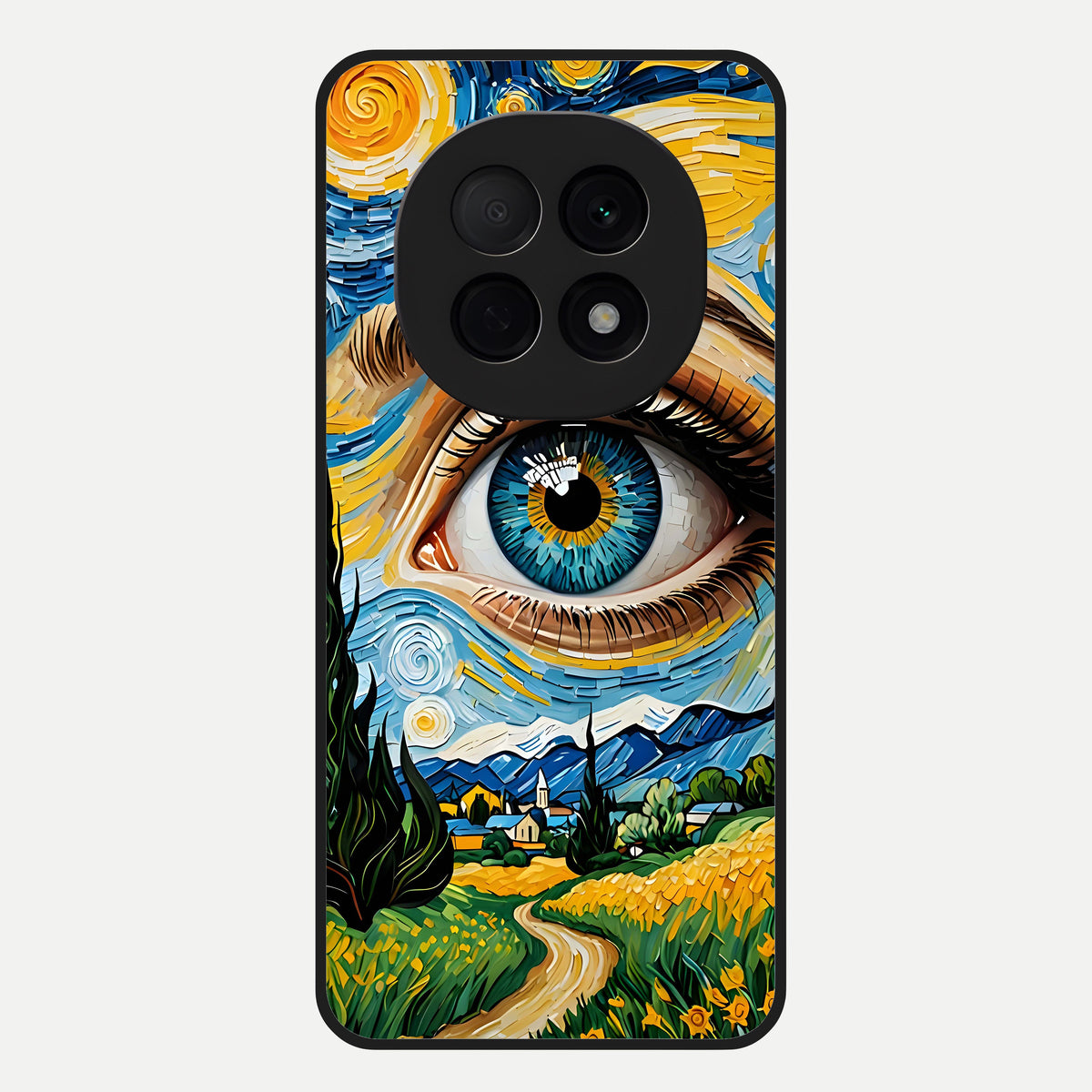  Van Gogh Eye Glass Case For Oppo F29 Pro 5G back cover – full design glossy printed glass finish