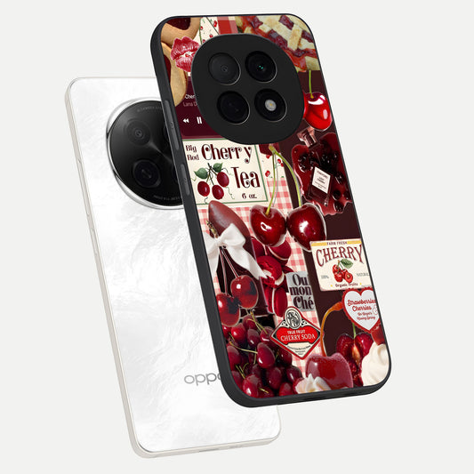  Aesthetic Cherry Tea phone case For Oppo F29 Pro 5G showing premium glass back cover with detailed artwork