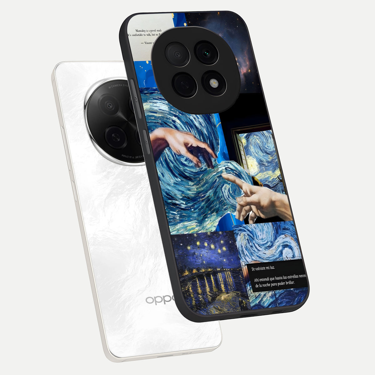  Aesthetic Vando Hands phone case For Oppo F29 Pro 5G showing premium glass back cover with detailed artwork