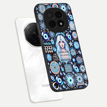  Angel Aura Shield phone case For Oppo F29 Pro 5G showing premium glass back cover with detailed artwork