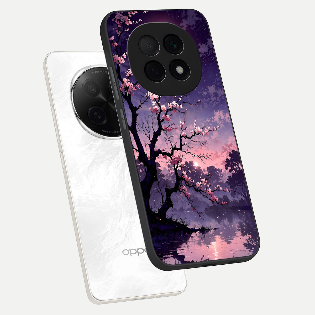 Blossom Pink Moon phone case For Oppo F29 Pro 5G showing premium glass back cover with detailed artwork