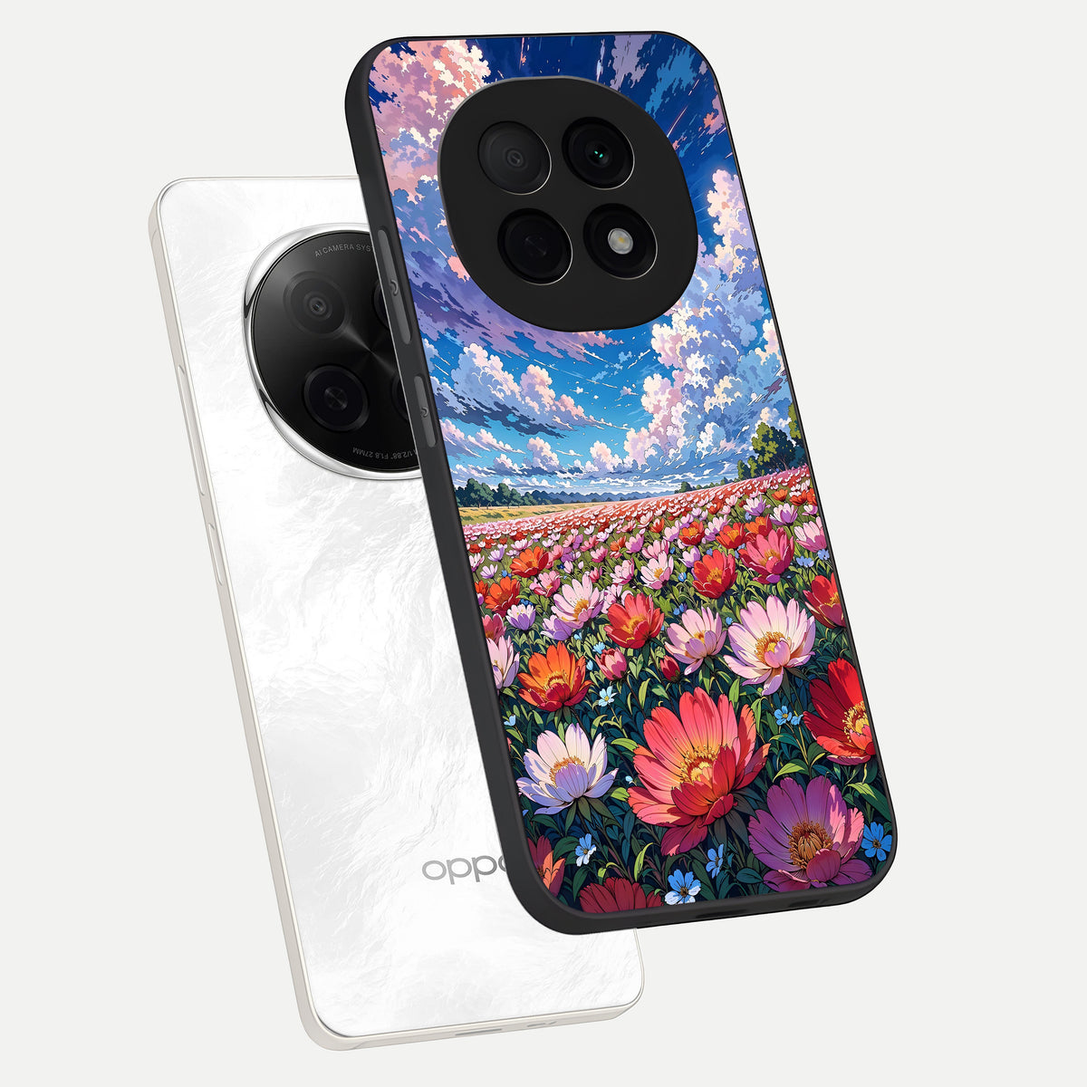  Blossom Sky Field phone case For Oppo F29 Pro 5G showing premium glass back cover with detailed artwork