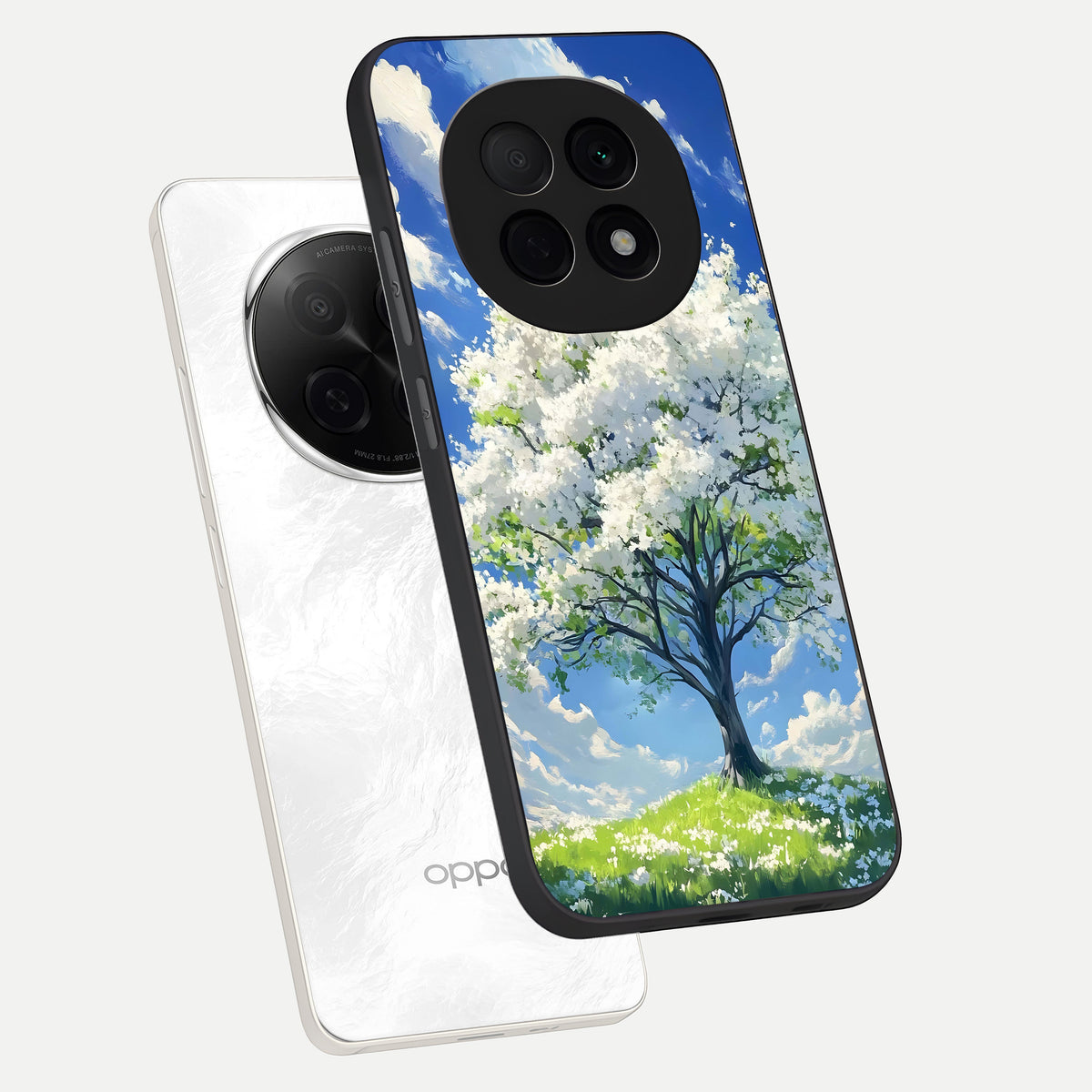  Blossom Sky Serenity phone case For Oppo F29 Pro 5G showing premium glass back cover with detailed artwork