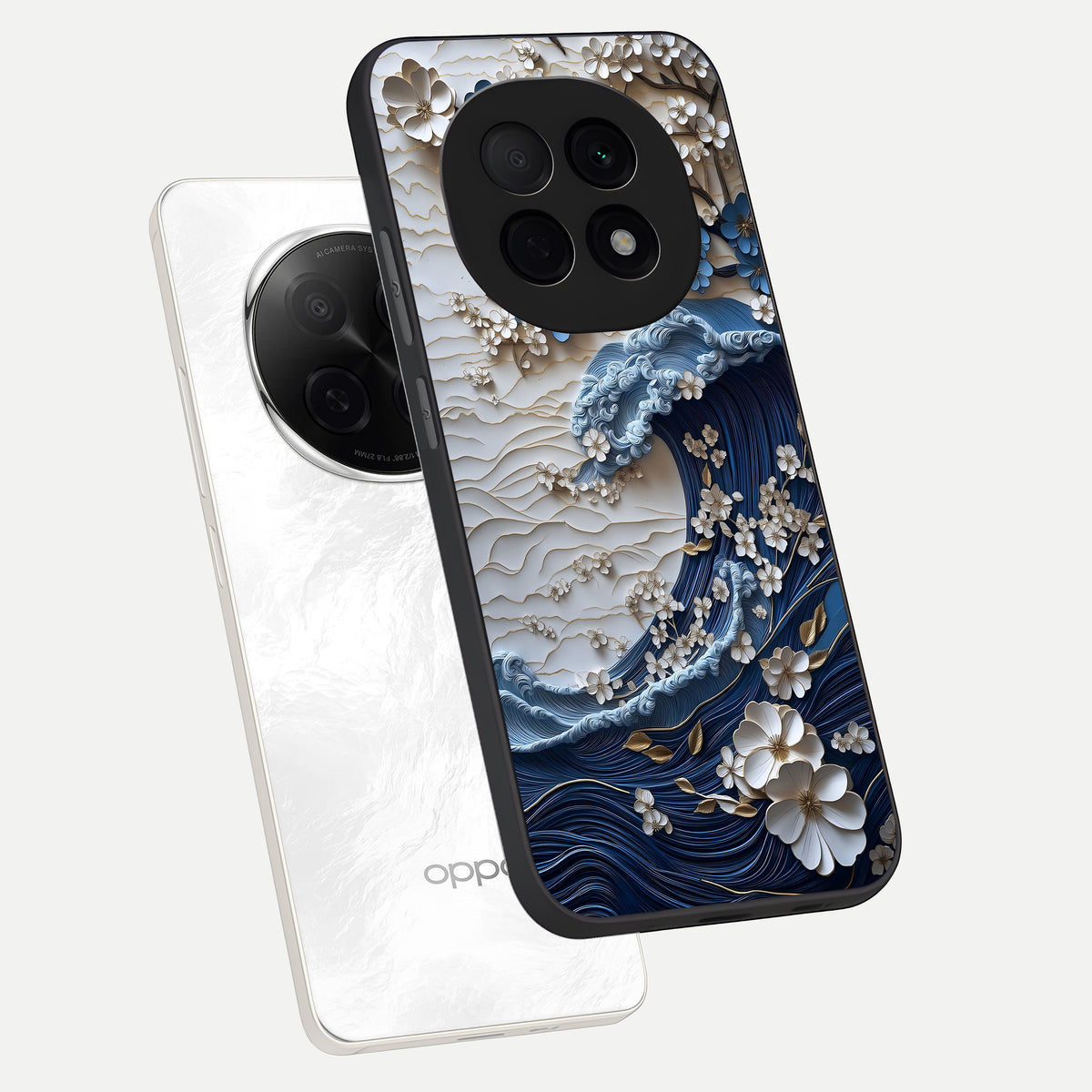  Blossom Wave Art phone case For Oppo F29 Pro 5G showing premium glass back cover with detailed artwork