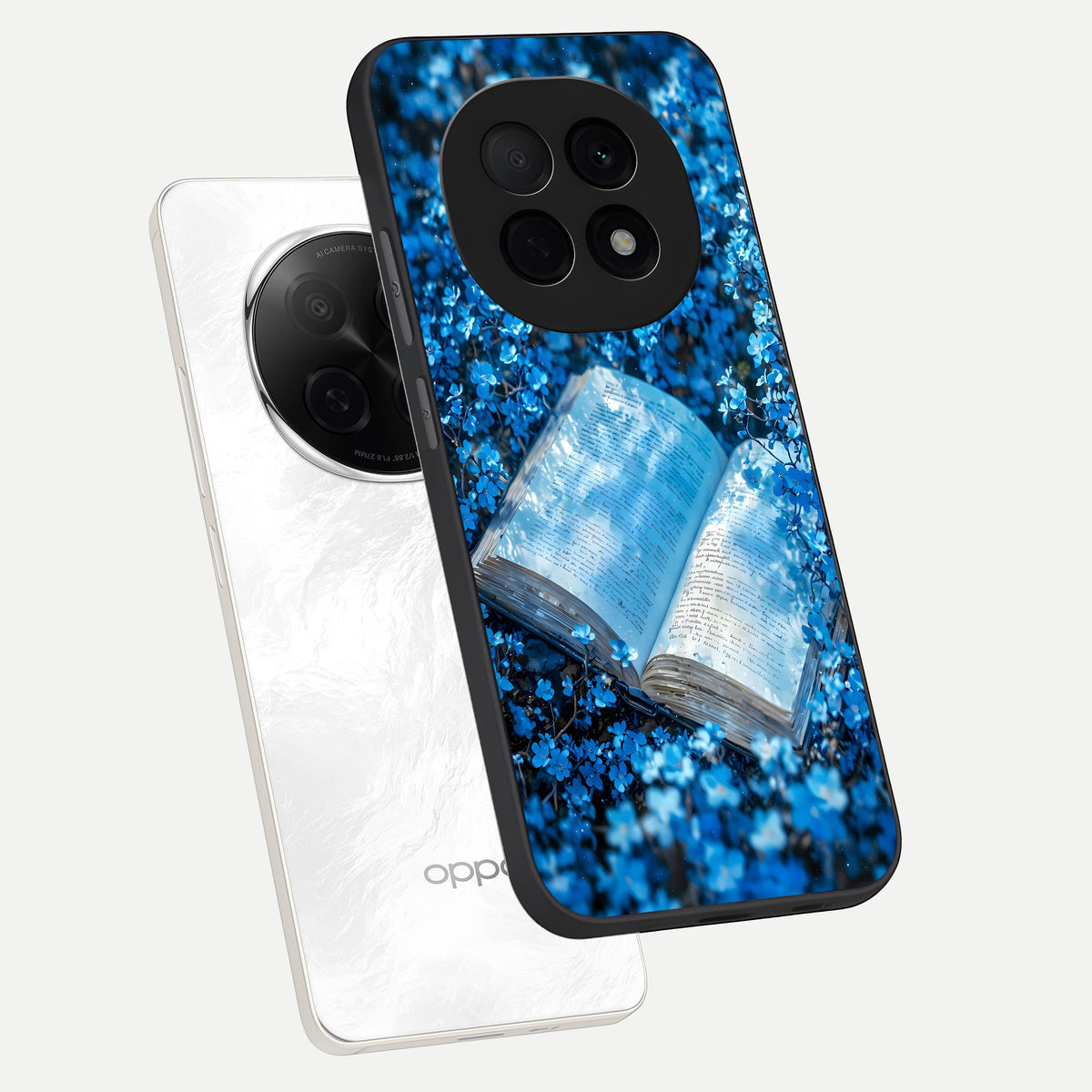  Blue Bloom Tales phone case For Oppo F29 Pro 5G showing premium glass back cover with detailed artwork